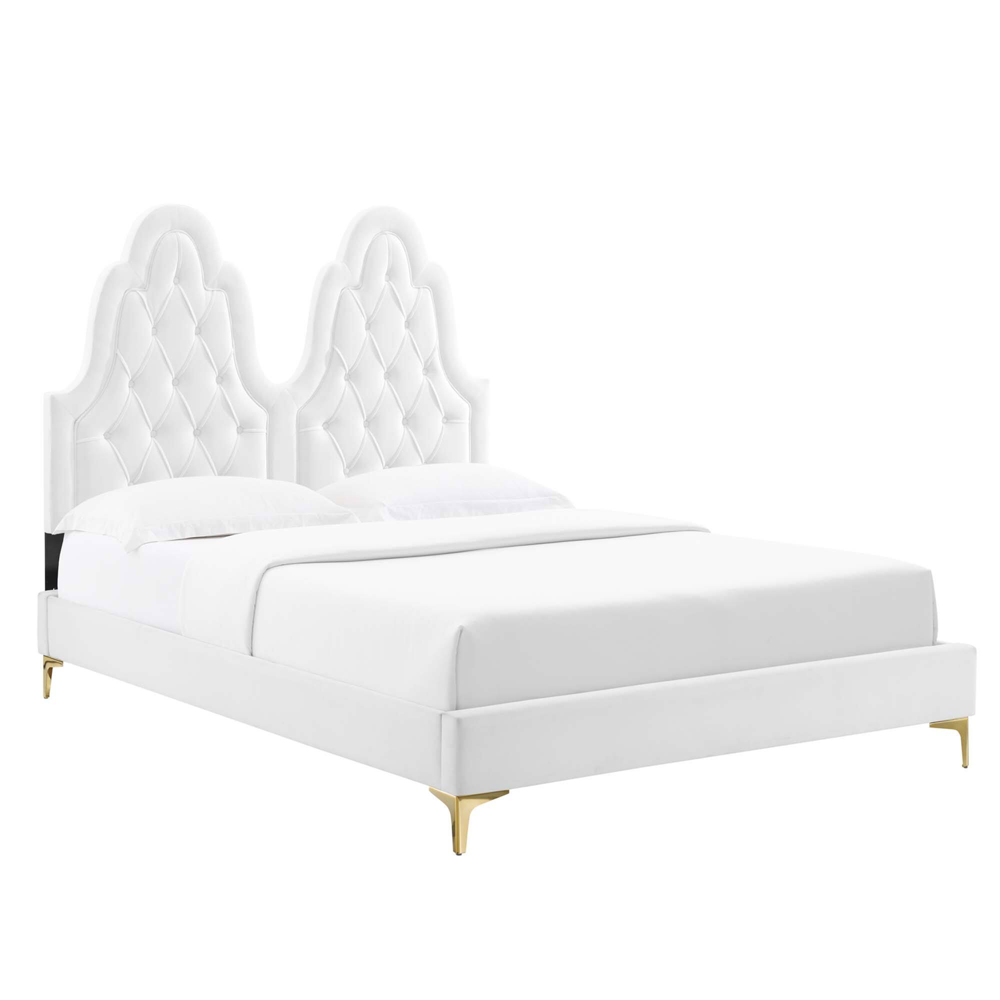 Angle. Modway - Daisy Performance Velvet Full Platform Bed - Red.