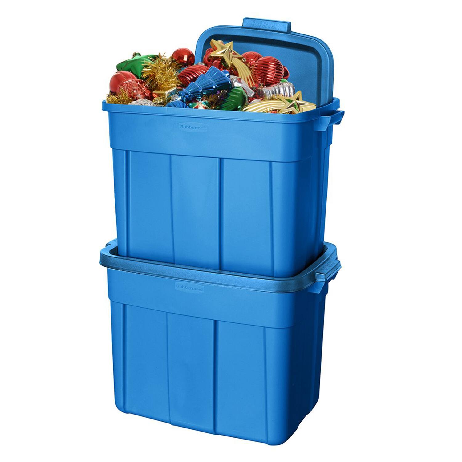 Alt View 2. RubberMaid - Rubbermaid Roughneck 25 Gal Stackable Storage Container, Heritage Blue (4 Pack) - Heritage Blue.