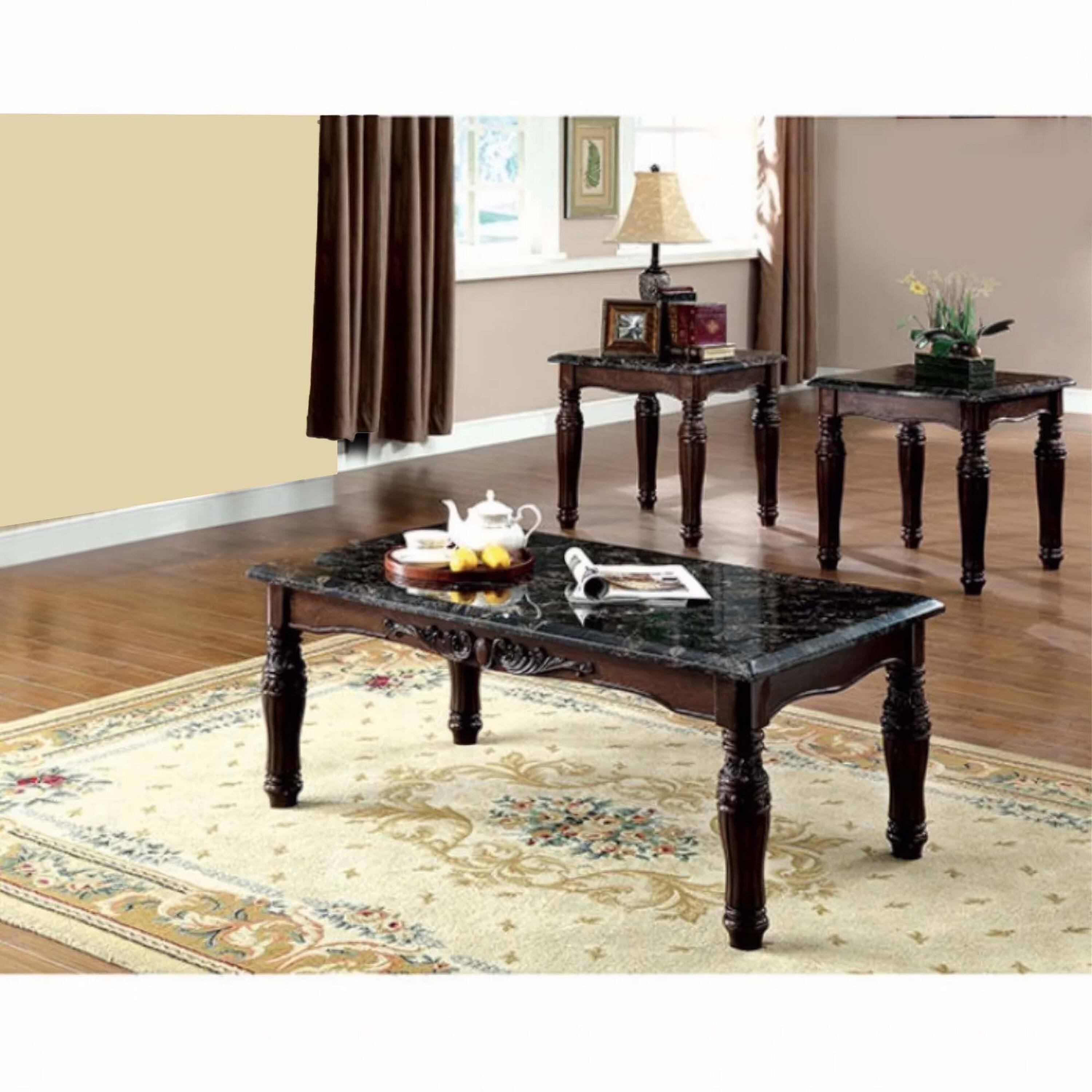 Alt View 5. Manhattan Lane - Faux Marble Top Coffee & End Tables Set, Espresso Brown, Pack of 3 - Brown.