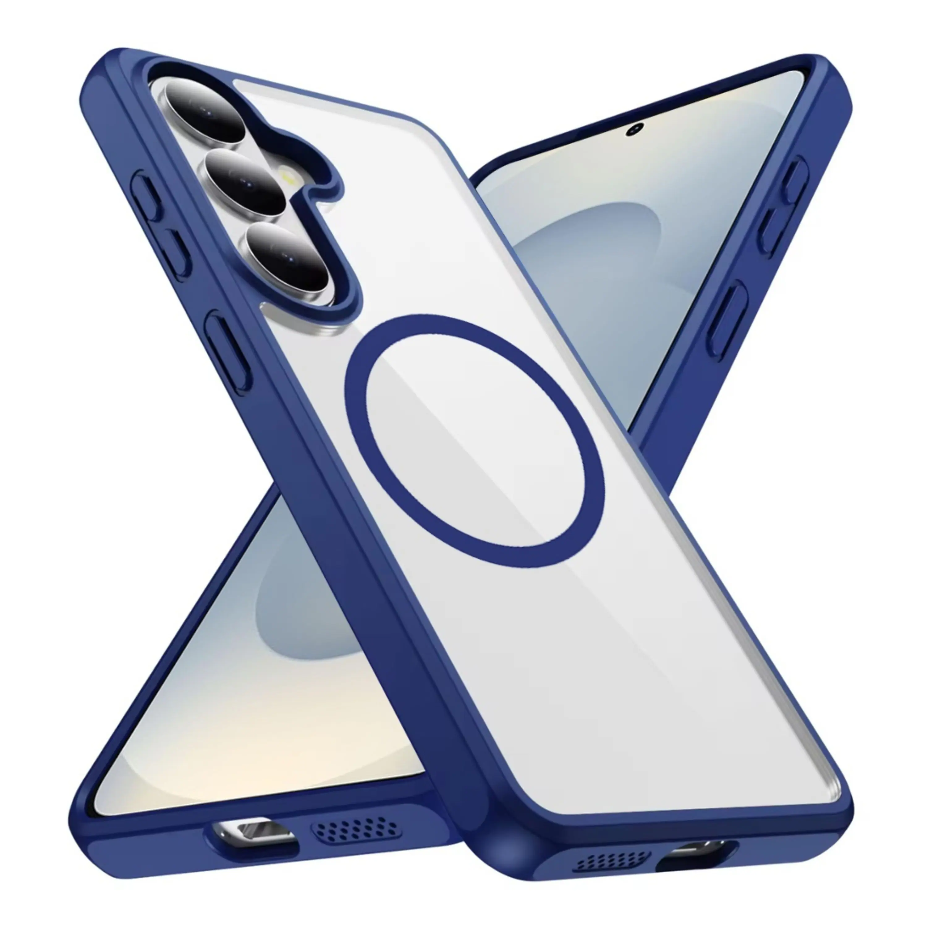 Left. Kitcheniva - Shockproof Magnetic Circle Phone Case With Tempered Glass For Samsung Galaxy S26 Navy Blue - Navy Blue.