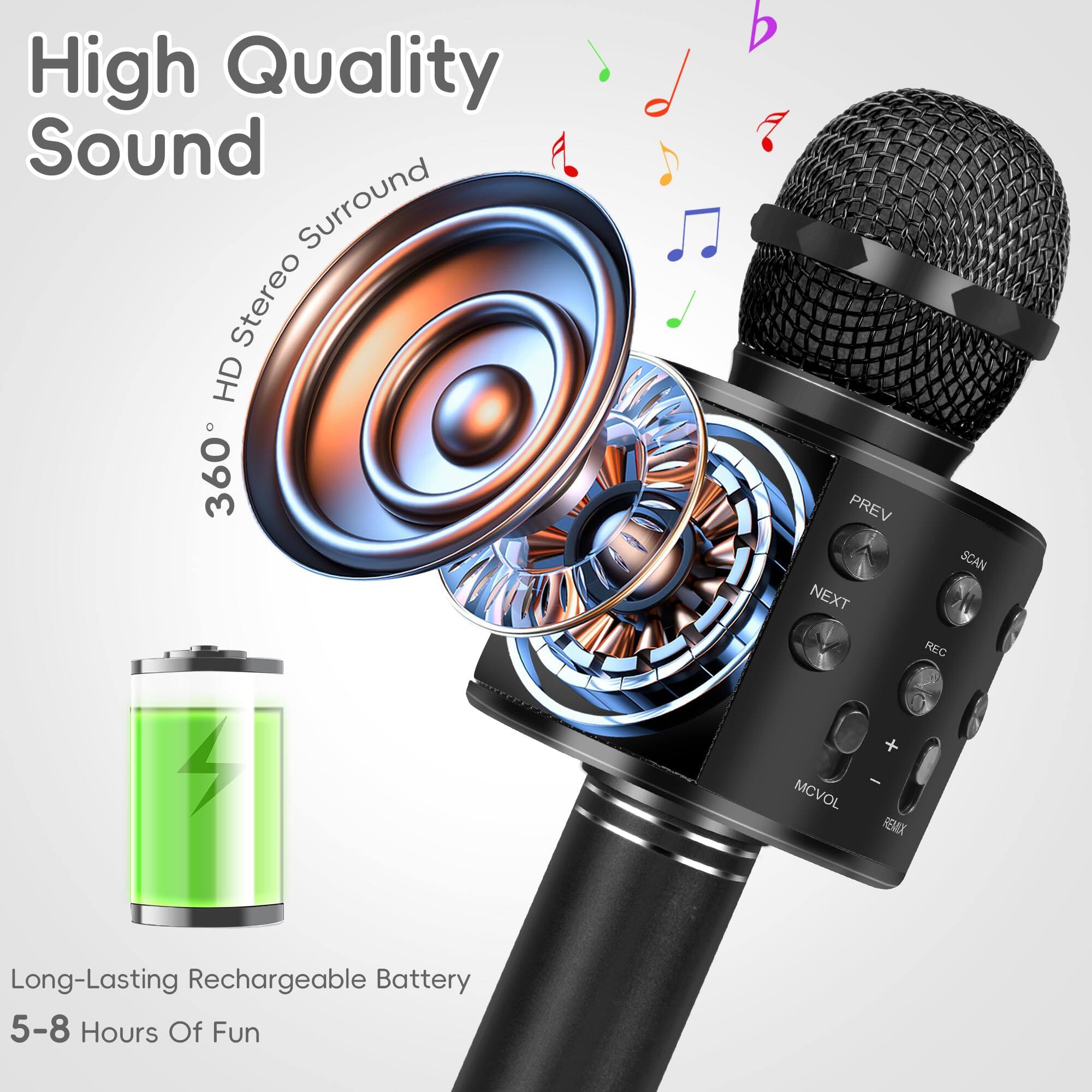 High Quality Sound  
360° HD Stereo Surround  

Long-Lasting Rechargeable Battery  
5-8 Hours Of Fun