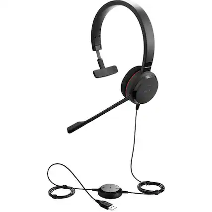 Front. Jabra - Jabra Evolve 20SE UC Mono - Mono - USB - Wired - 32 Ohm - 150 Hz to 7 kHz - Over-the-head - Monaural - Supra-aural - Red.