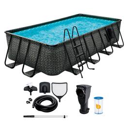 Funsicle - 16' x 8' x 42" Oasis Rectangle Outdoor Above Ground Swimming Pool - Gray