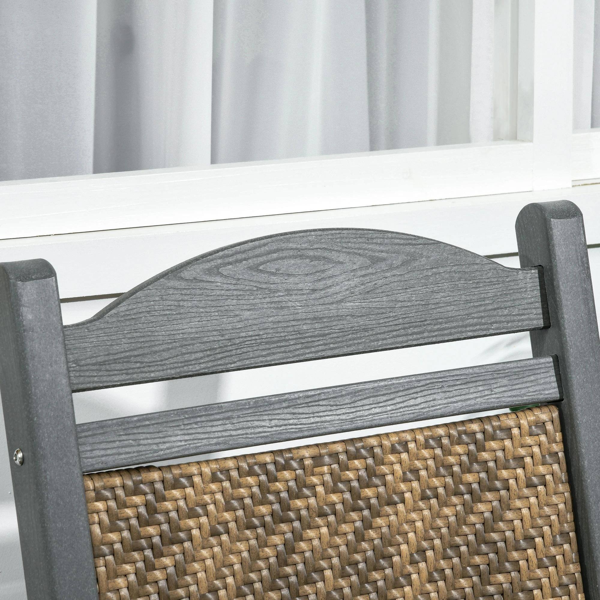 Alt View 1. Resenkos - Resenkos Wicker Rocker, Comfortable Padded Seat, Ventilated Back, Durable HDPE Frame, PE Rattan, Dark Gray - Dark Gray.