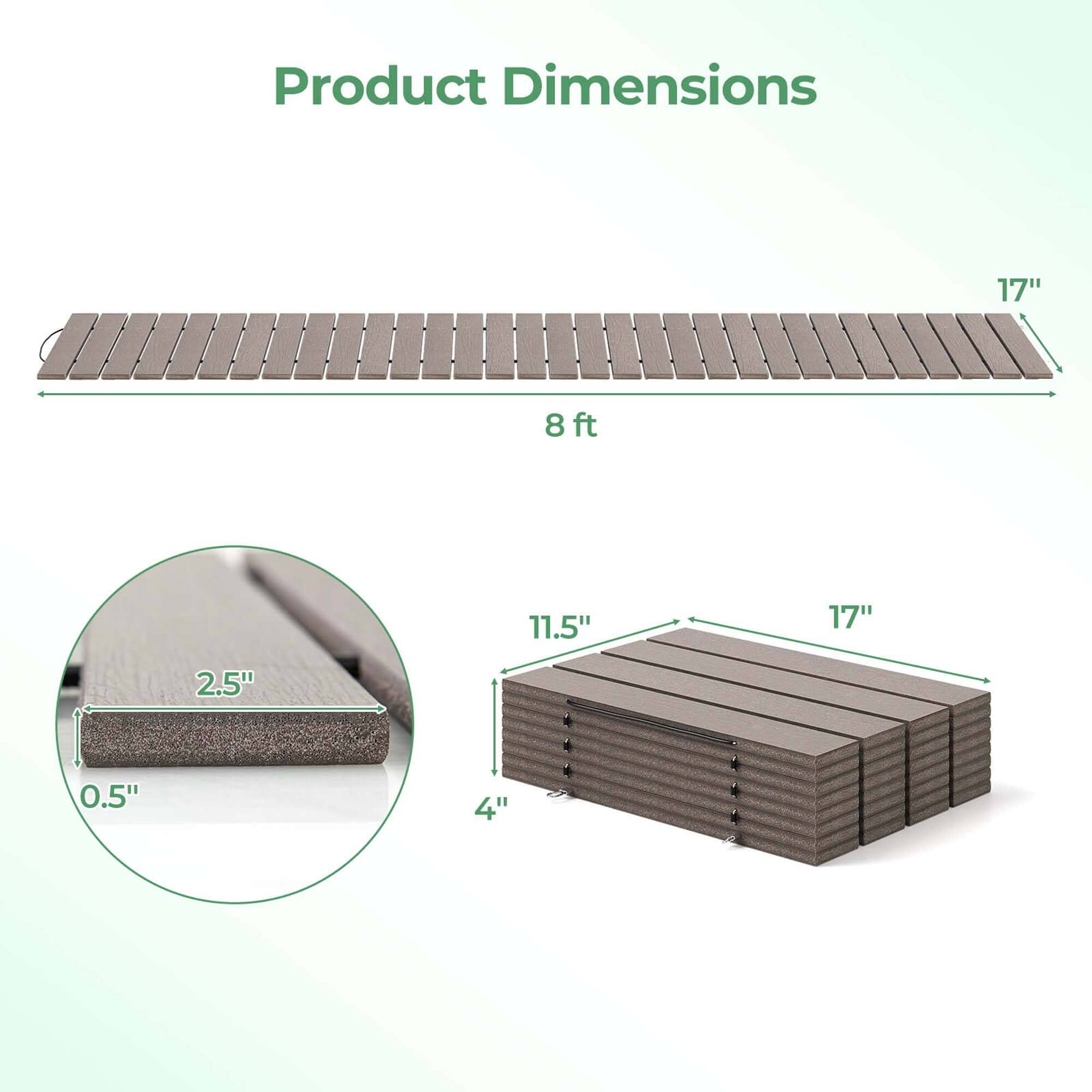 Product Dimensions
17"
8ft
11.5"
17"
2.5"
0.5"
4"