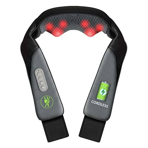 The Best Inks - Cordless Neck With Heat - Shiatsu Kneading Shoulder Deep Tissue Portable Massagers For Foot Electric Massage Pillow - Black and Gray