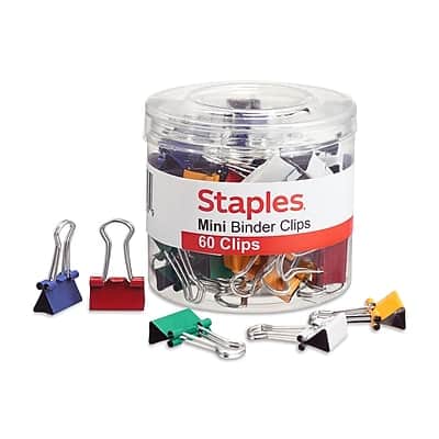 "Staples - Mini Binder Clips, 0.25"" Capacity, 60 Clips/Pack - Assorted Colors" price history on PriceWatchPro
