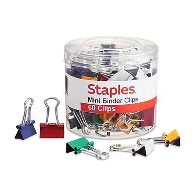Staples - Mini Binder Clips, 0.25" Capacity, 60 Clips/Pack - Assorted Colors