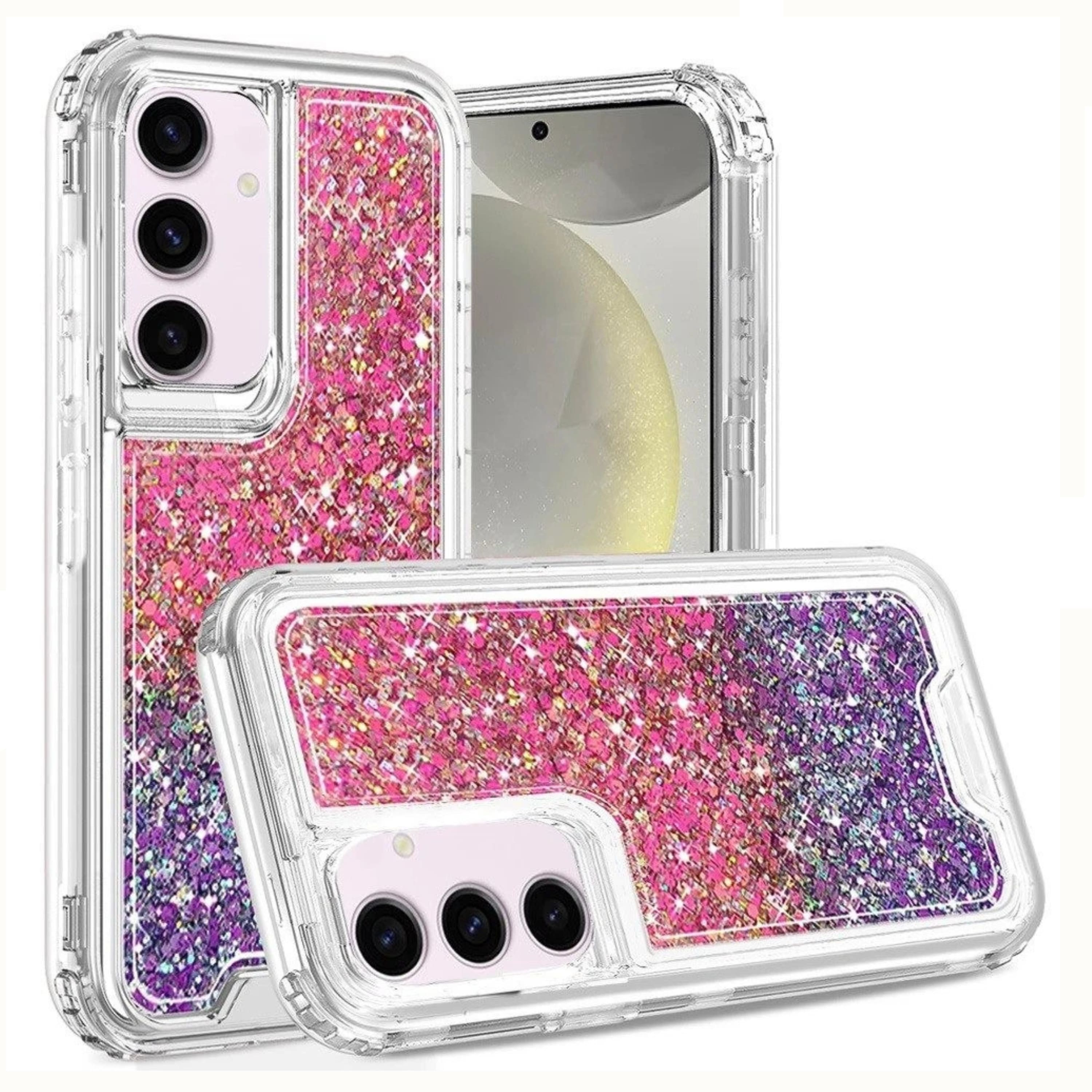 Kitcheniva - Shockproof Epoxy Glitter Protective Cover With Tempered Glass For Samsung S25 S24 Hot - Pink Purple price history on PriceWatchPro