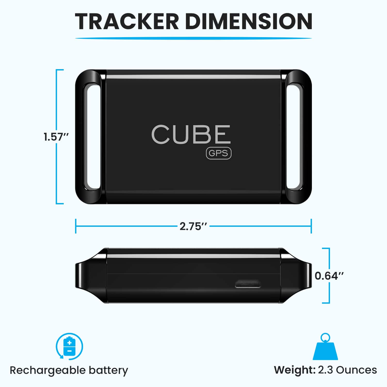 Alt View 20. Cube - Vehicle and Pet GPS Tracker - Black.