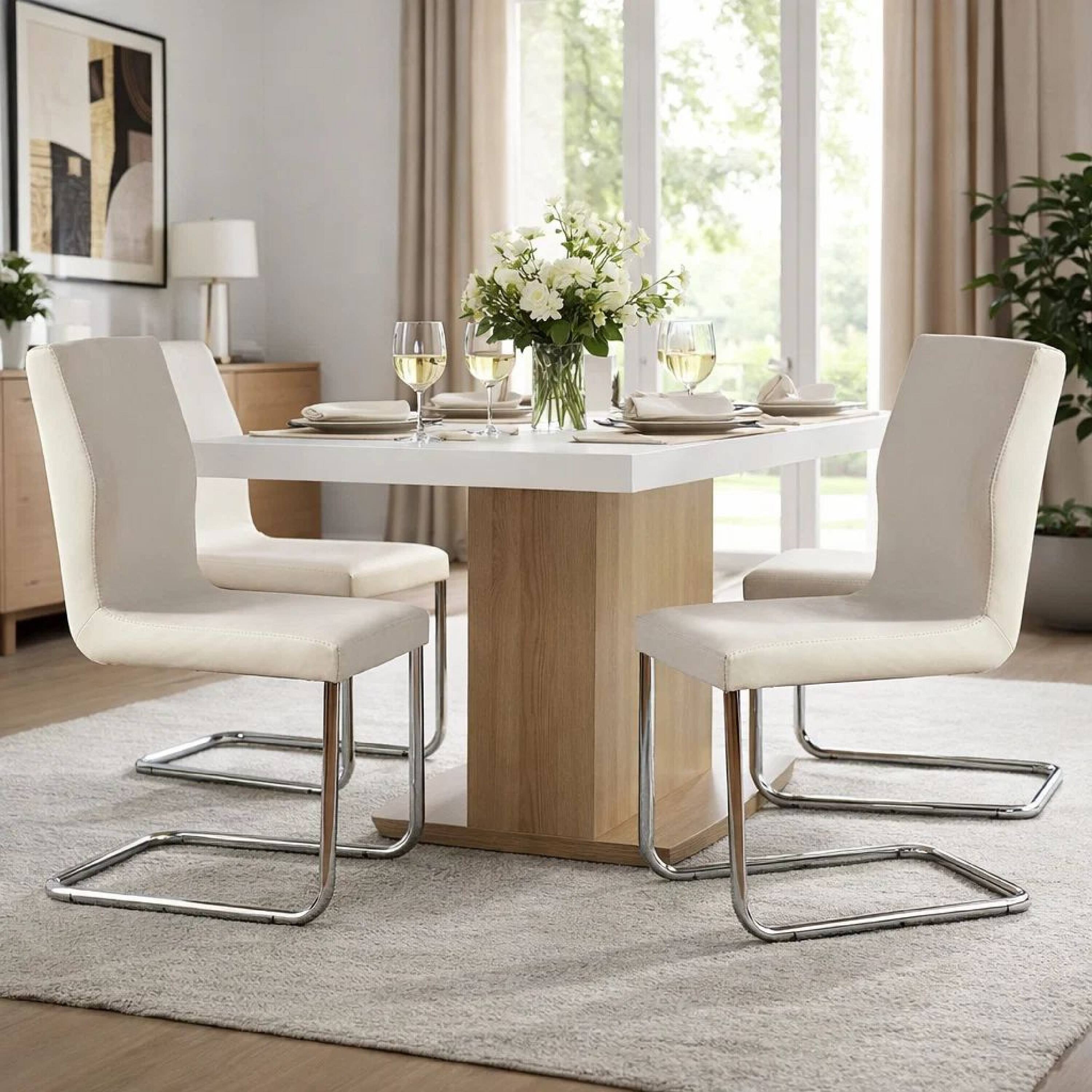 Alt View 6. Manhattan Lane - Lodia I Contemporary Side Chair, White, Set of 2 - White.