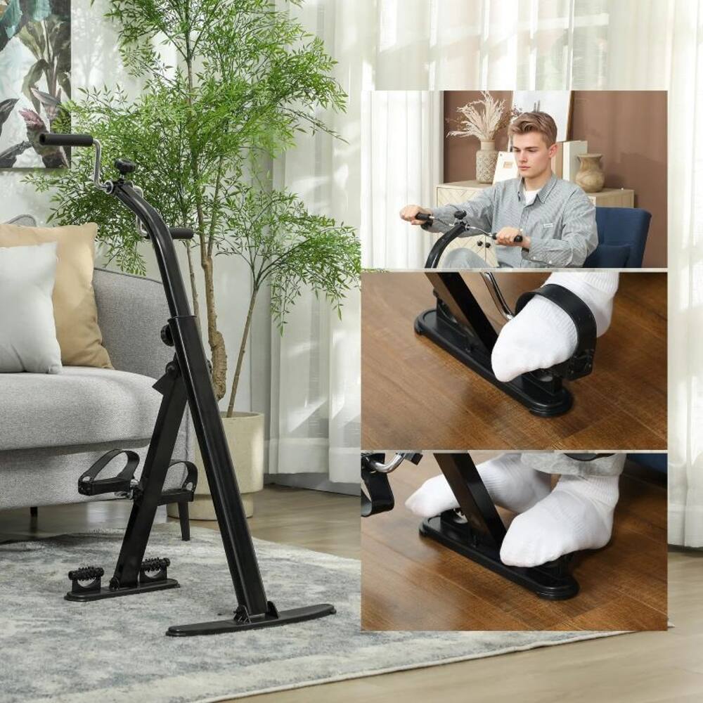 Angle. Loheer - Loheer Foldable Leg Exercise Bike with LCD Monitor, Senior Seated Pedal Exerciser, Adjustable Height, Black - Black.