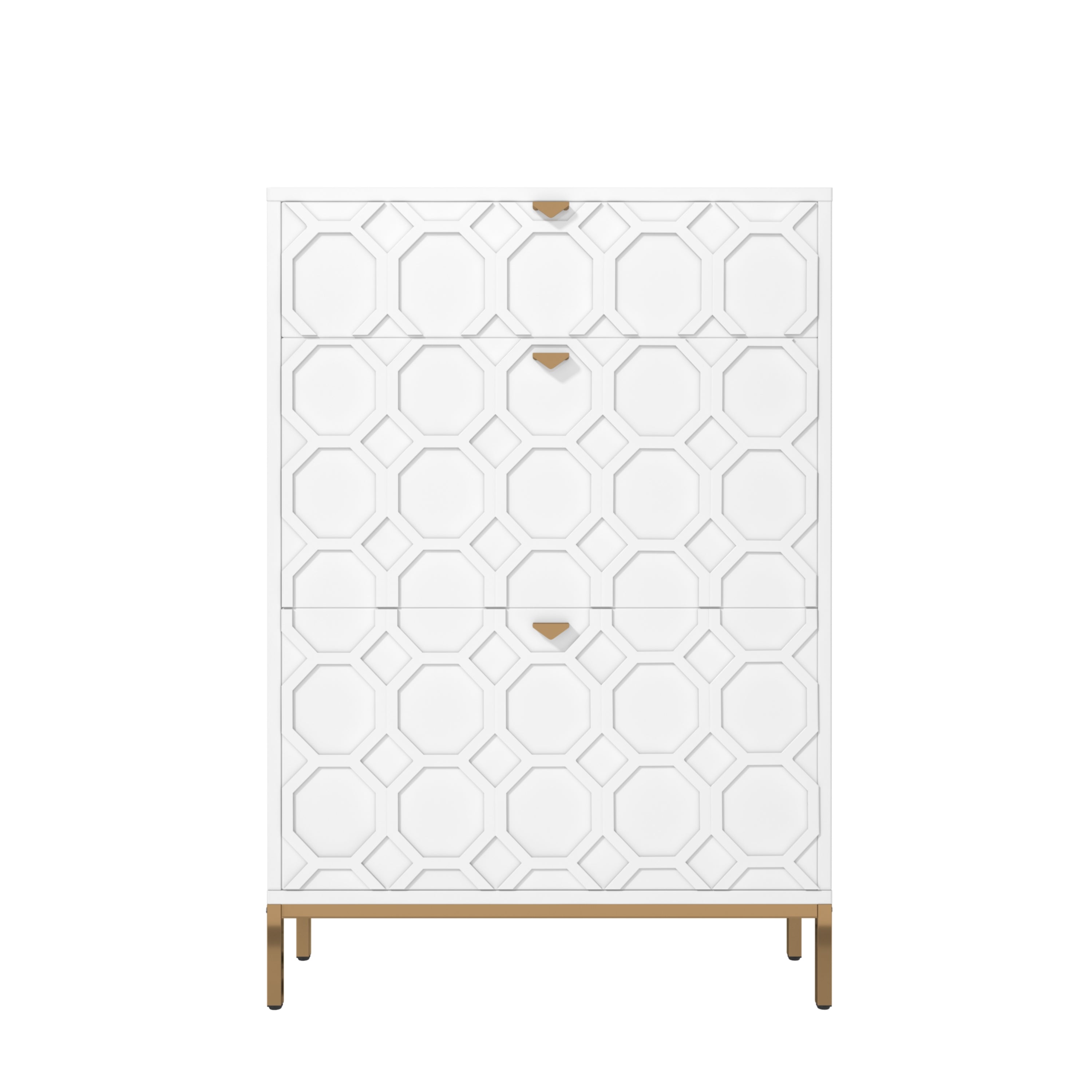 Front. Boyel Living - 46.6 in. H x 31.5 in. W. White MDF Shoe Storage Cabinet 24-Pair - White.