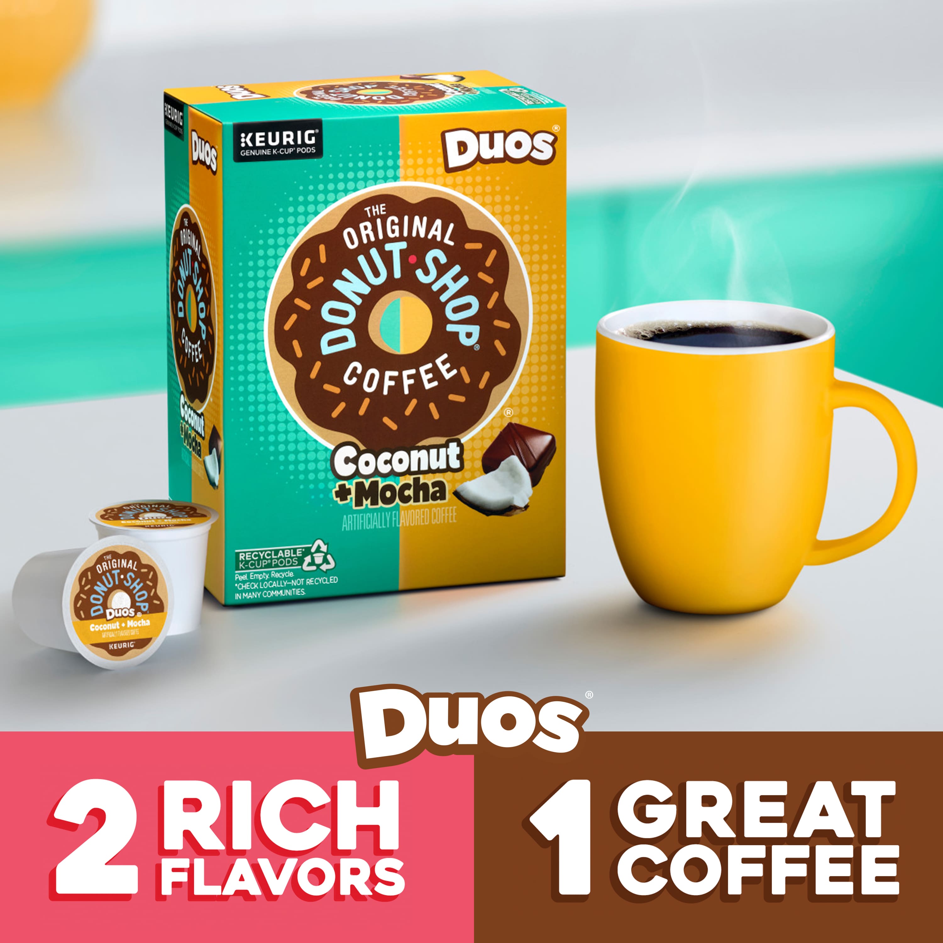 Duos Original Donut Shop Coffee: 2 Rich Flavors, 1 Great Coffee.