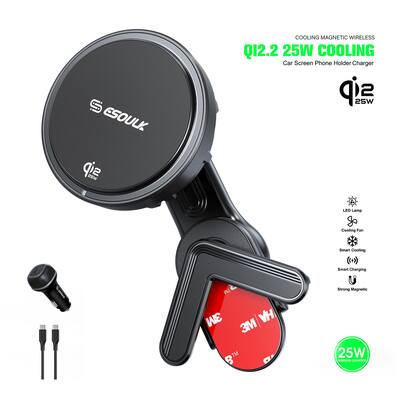 Esoulk Qi2 Magnetic Wireless Car Charger for Tesla 25w, Fast Charging Phone Mount with Cooling Fan for All Tesla Models Esoulk Qi2 Magnetic Wireless Car Charger for Tesla 25w, Fast Charging Phone Mount with Cooling Fan for All Tesla Models