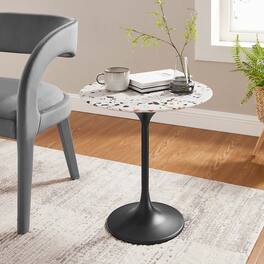 Modway - Lippa Round Terrazzo Side Table - Black Terrazzo