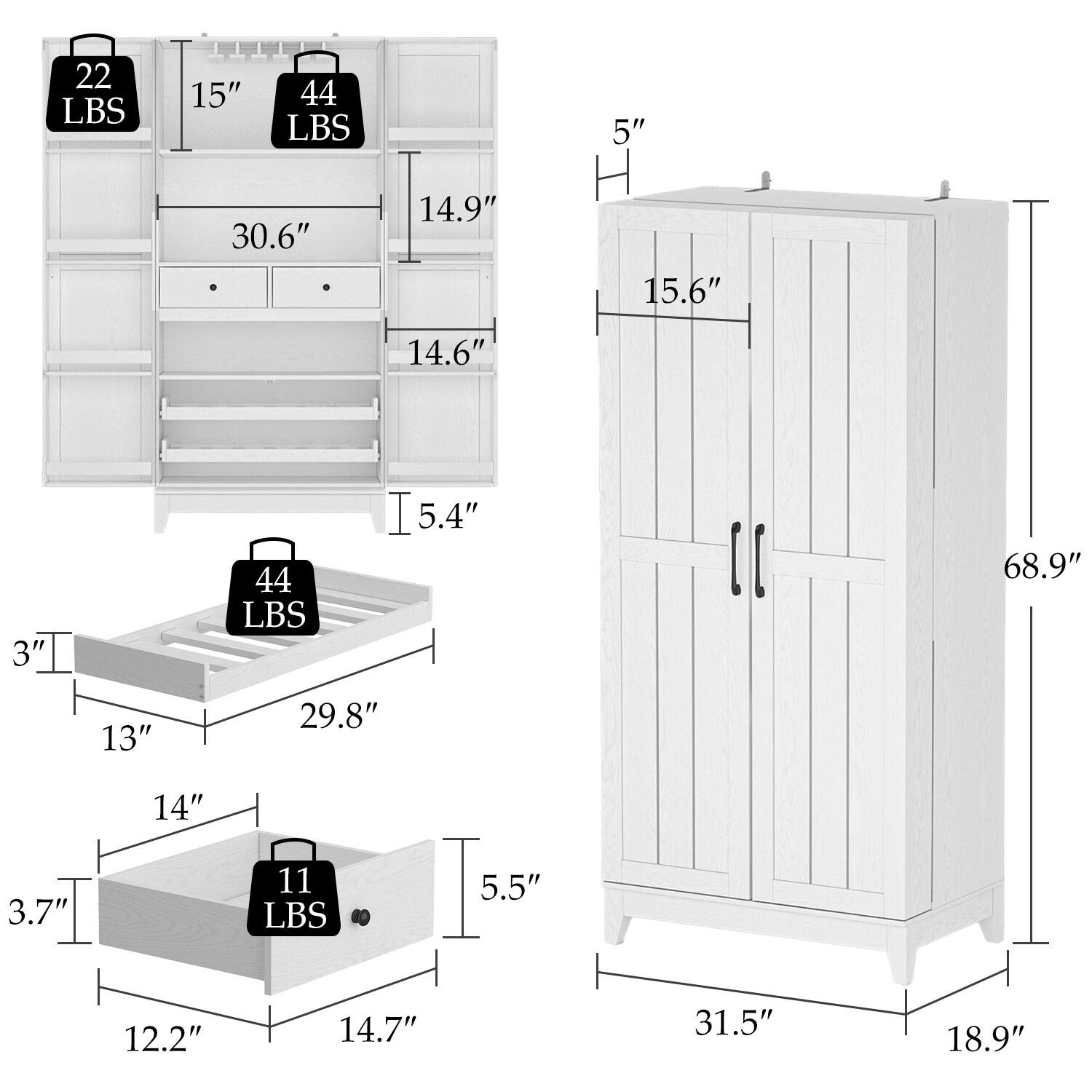 22 LBS 15" 44 LBS 5" 30.6" 14.9" 15.6" 14.6" 3" 44 LBS 5.4" 68.9" 13" 29.8" 14" 3.7" 11 LBS 5.5" 12.2" 14.7" 31.5" 18.9"