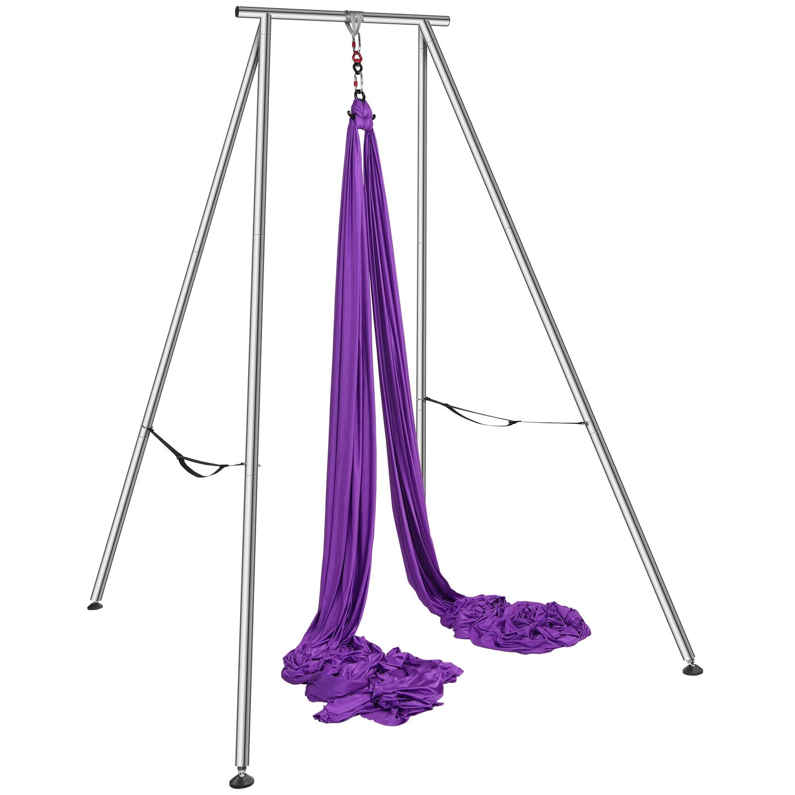 Alt View 5. VEVOR - Aerial Yoga Frame & Yoga Hammock, 9.67 ft Height Professional Yoga Swing Stand Comes with 13.1 Yards Aerial Hammock - Purple.