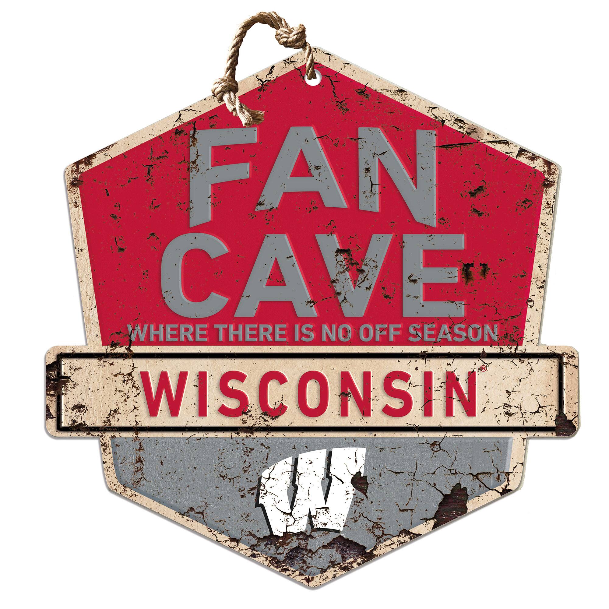 Wisconsin Badgers Fan Cave Badge Sign
