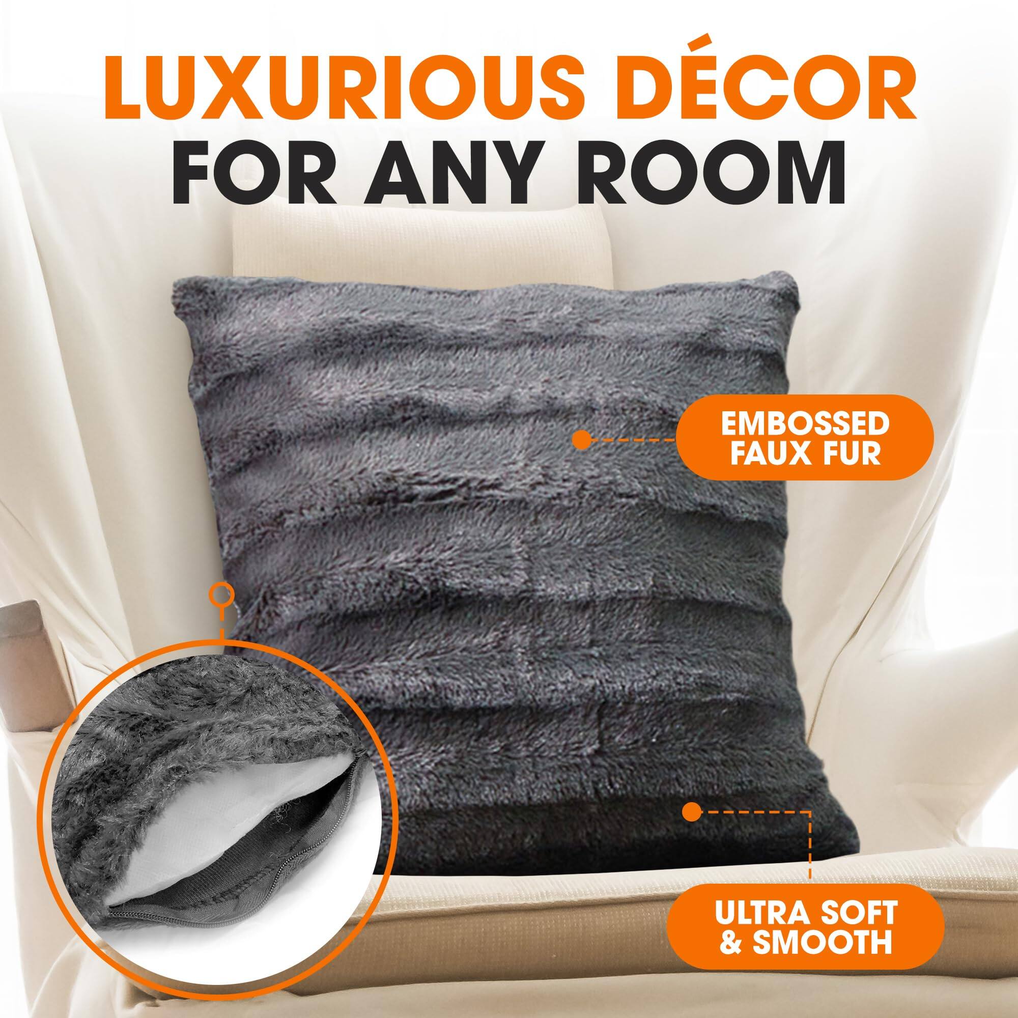 LUXURIOUS DÉCOR FOR ANY ROOM  
EMBOSSED FAUX FUR  
ULTRA SOFT & SMOOTH