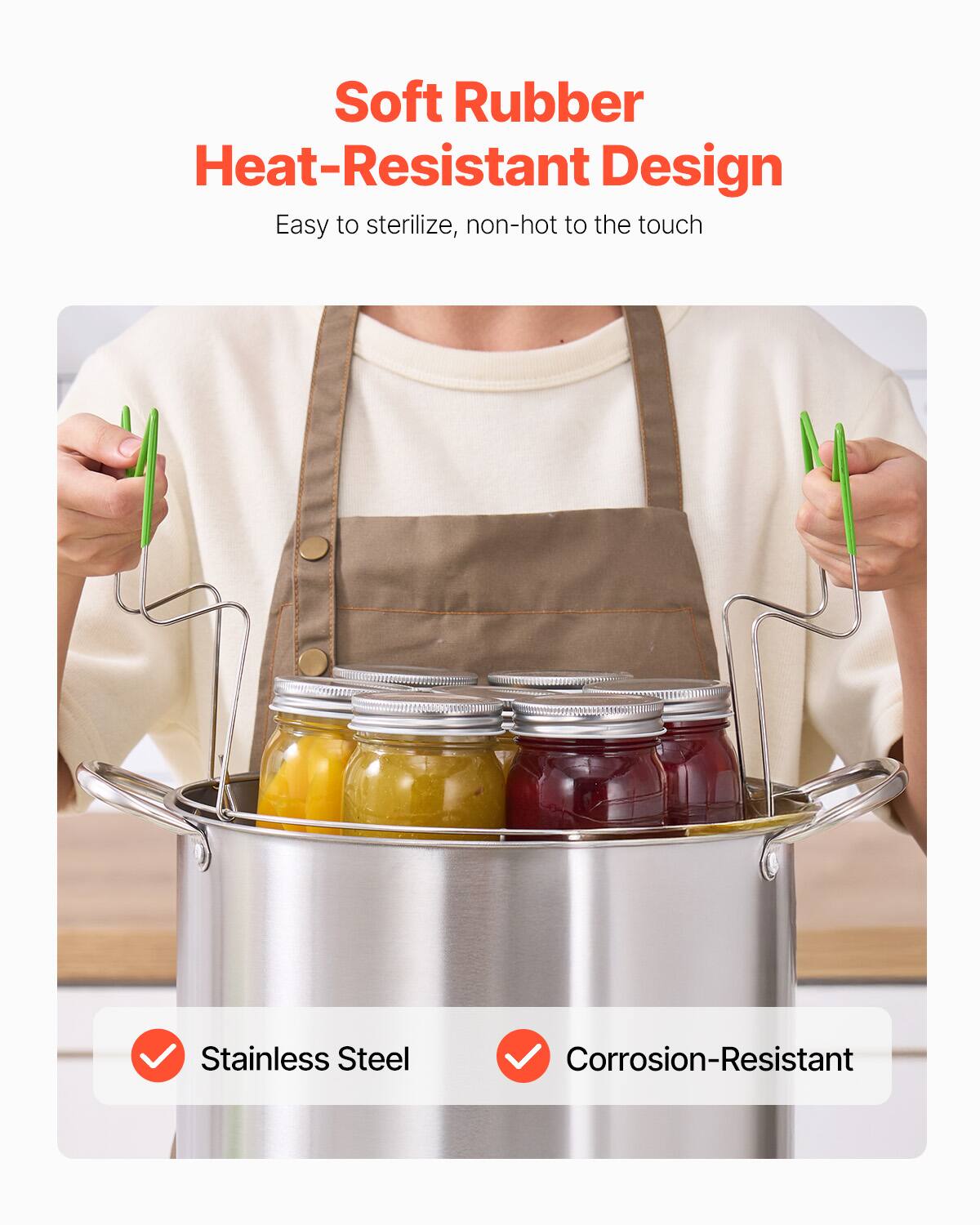 Soft Rubber  
Heat-Resistant Design  
Easy to sterilize, non-hot to the touch  

Stainless Steel  
Corrosion-Resistant