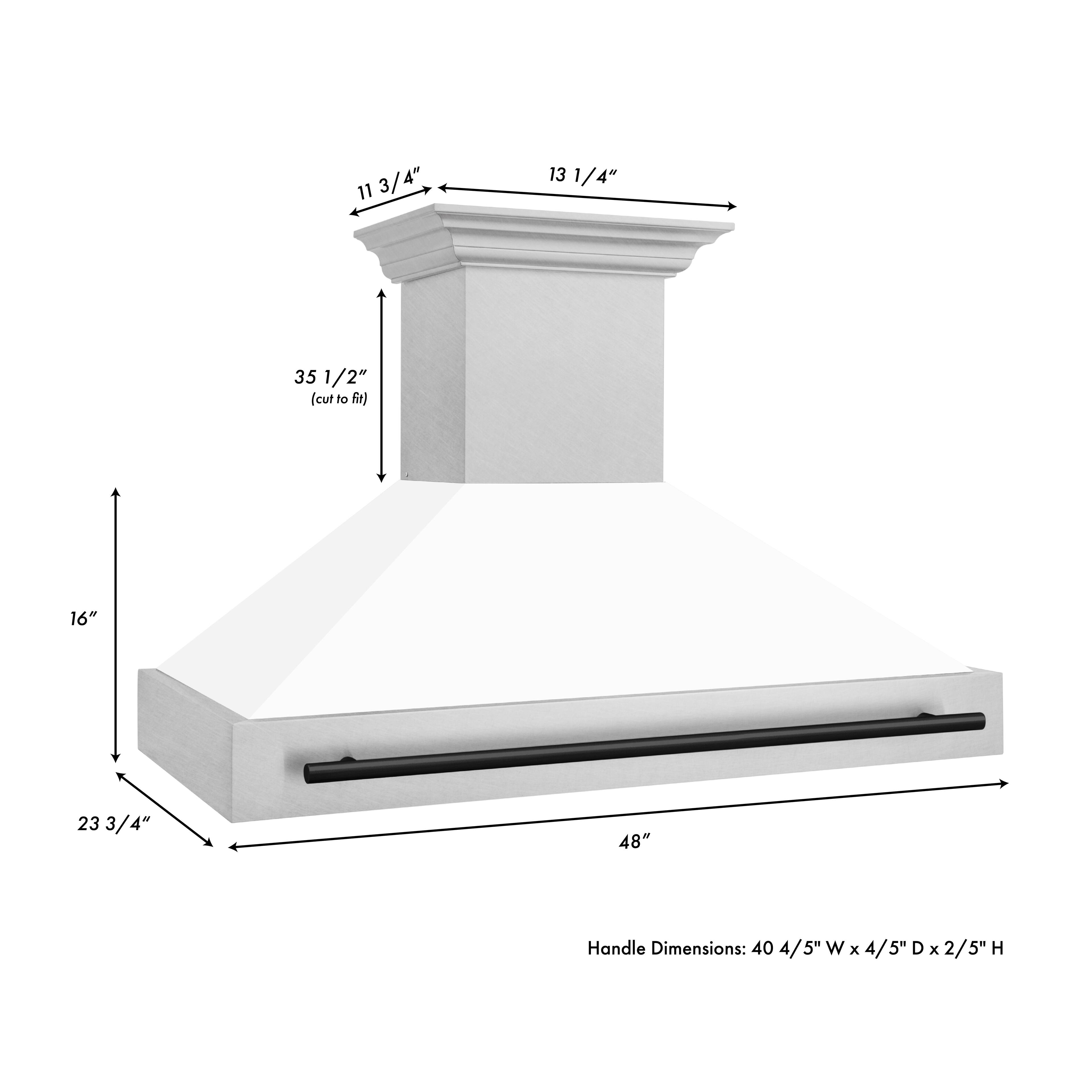 11 3/4" 13 1/4" 35 1/2" (cut to fit) 16" 23 3/4" 48" Handle Dimensions: 40 4/5"W x 4/5"D x 2/5"H