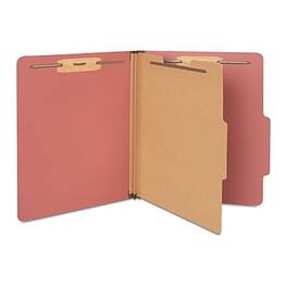 Staples - 60% Recycled Pressboard Classification Folder, 1-Divider, 1.75" Expansion, Letter Size, 20/Box - Brick Red