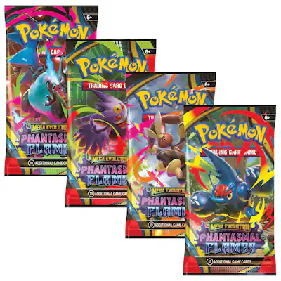 Pokmon - ME2 Phantasmal Flames | 4 Booster Packs (One of Each Artwork) Pokmon - ME2 Phantasmal Flames | 4 Booster Packs (One of Each Artwork)