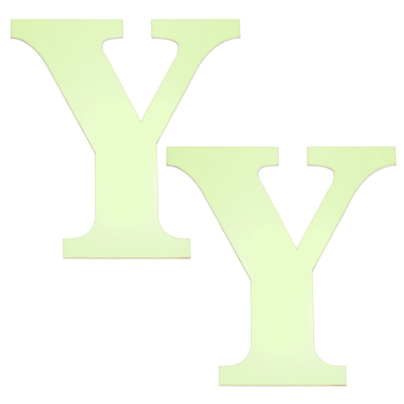Front. Unique Bargains - 2pcs 3D 5.9" Letter Y Mirror Wall Sticker, Self-Adhesive Glow in the Dark for DIY Party Wedding Room Decoration - Green.
