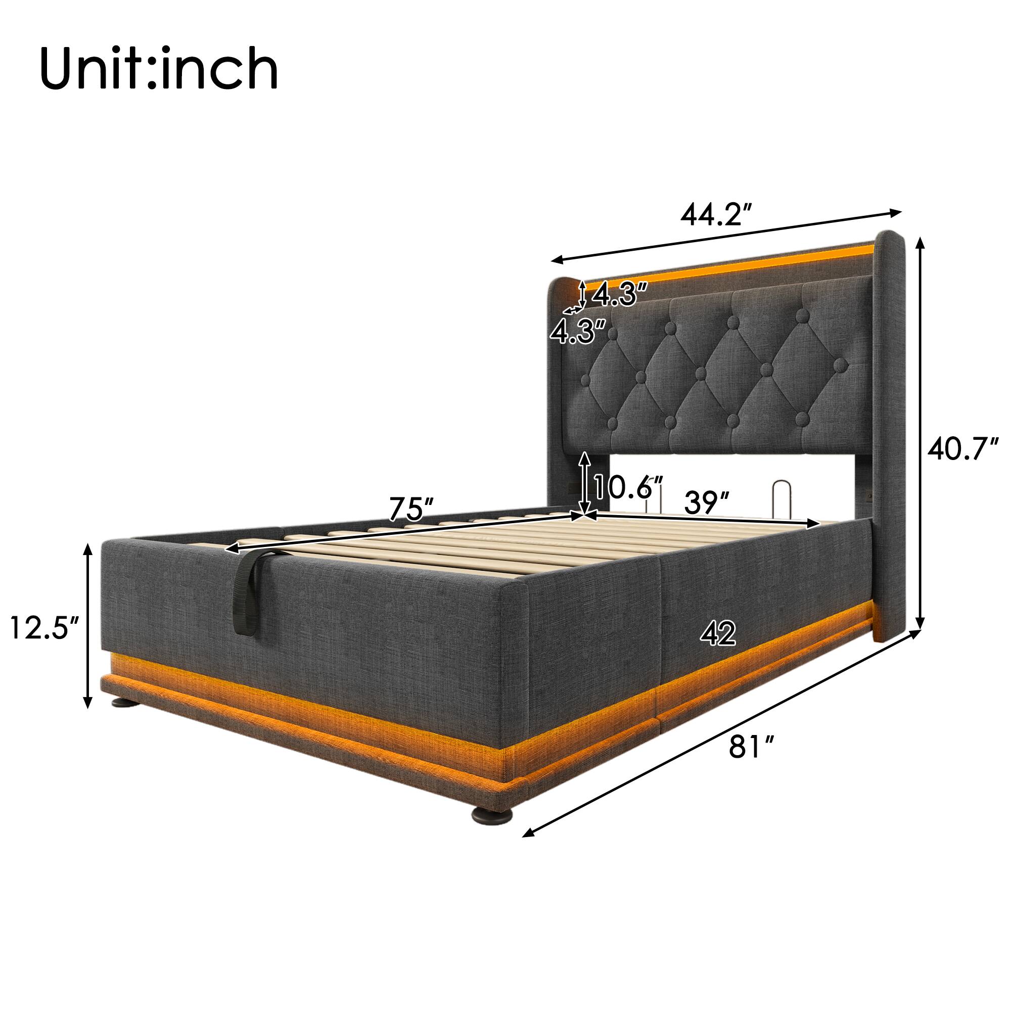 Unit: inch  
44.2"  
4.3"  
4.3"  
75"  
0.6"  
39"  
40.7"  
12.5"  
42  
81"