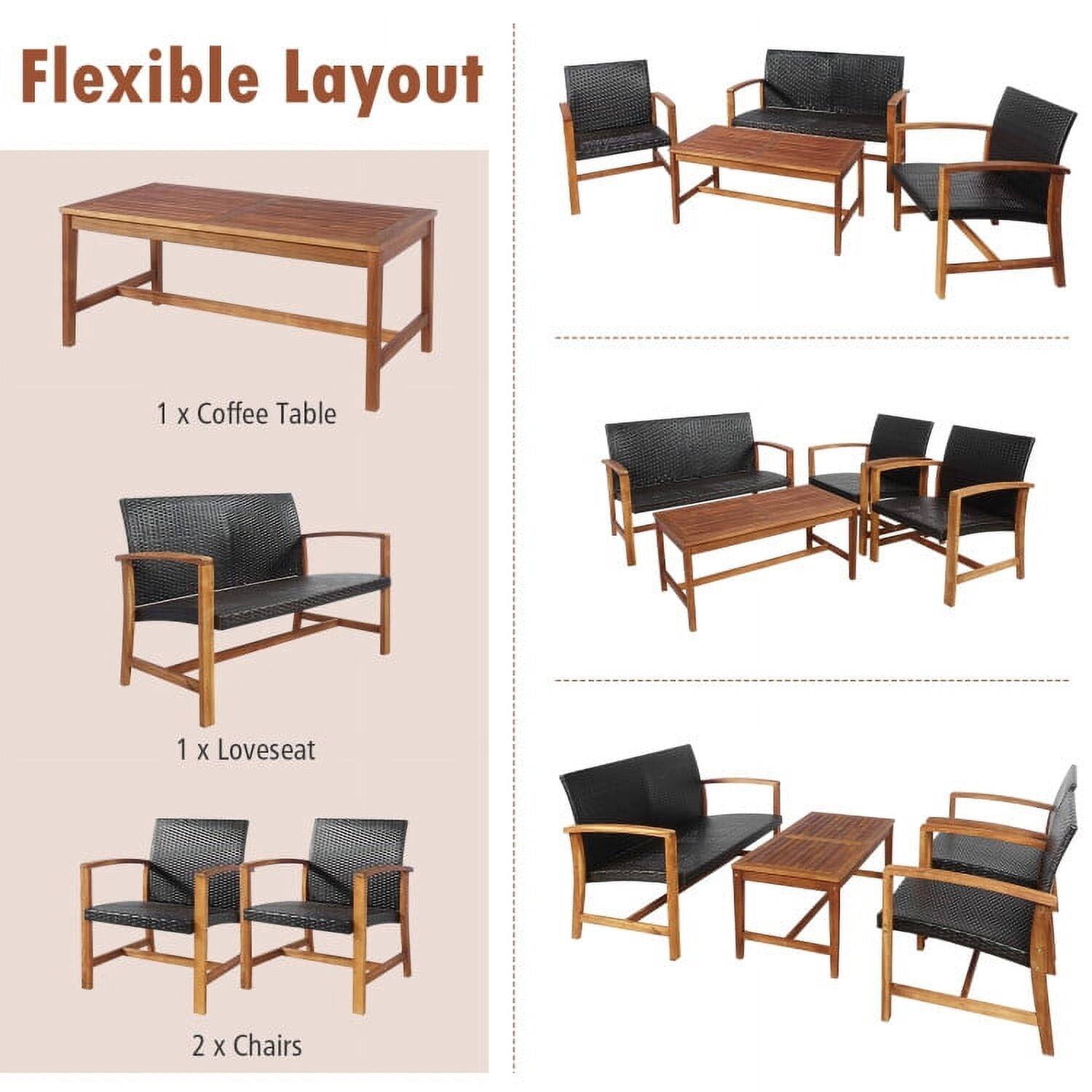 Flexible Layout  
1 x Coffee Table  
1 x Loveseat  
2 x Chairs