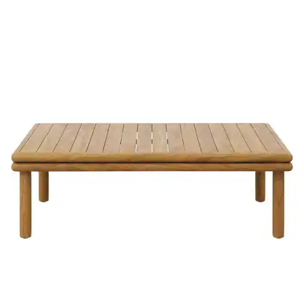 Front. Outdoor Escape - Modern Teak Wood Outdoor Coffee Table for Patio or Garden Use - Brown.