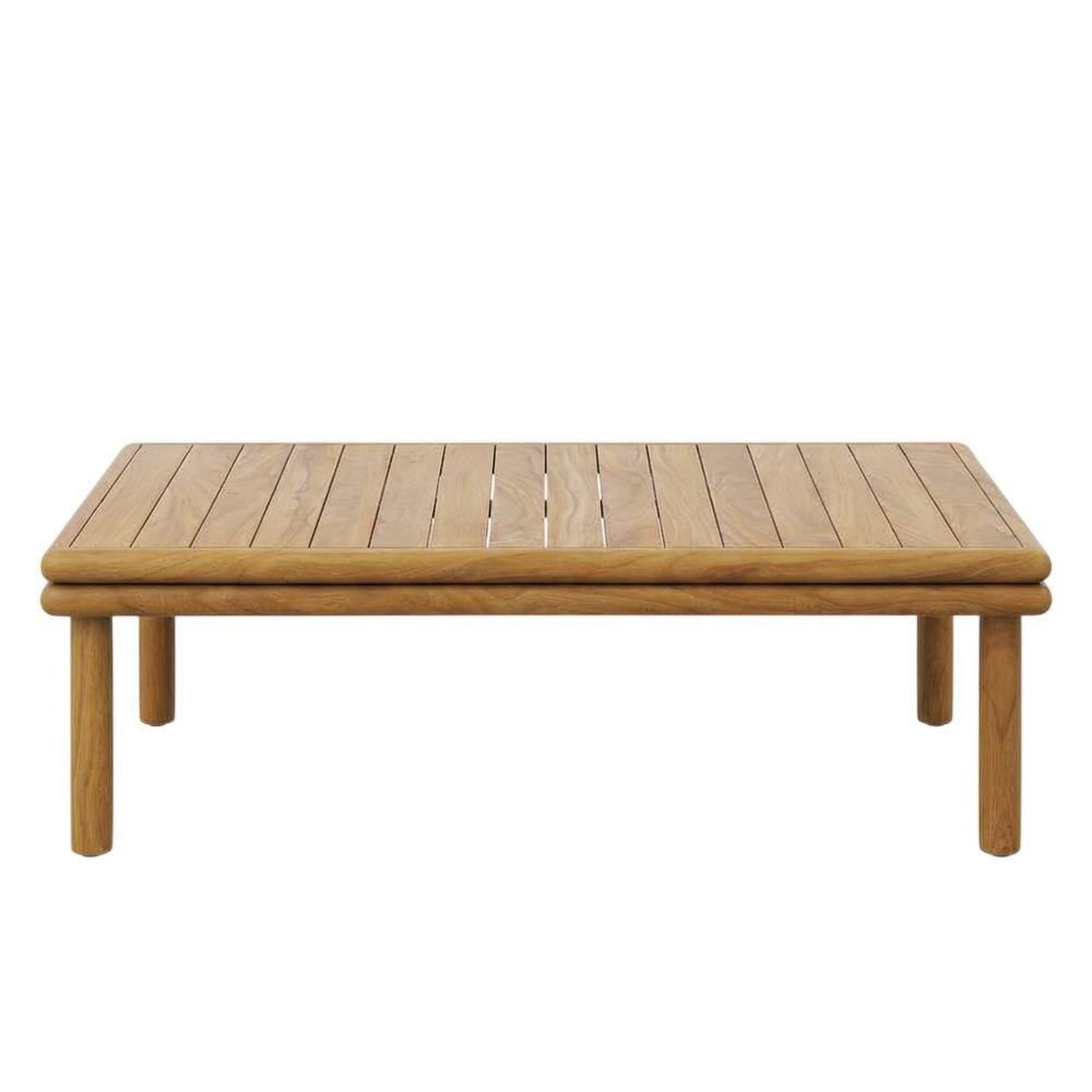 Front. Outdoor Escape - Modern Teak Wood Outdoor Coffee Table for Patio or Garden Use - Brown.