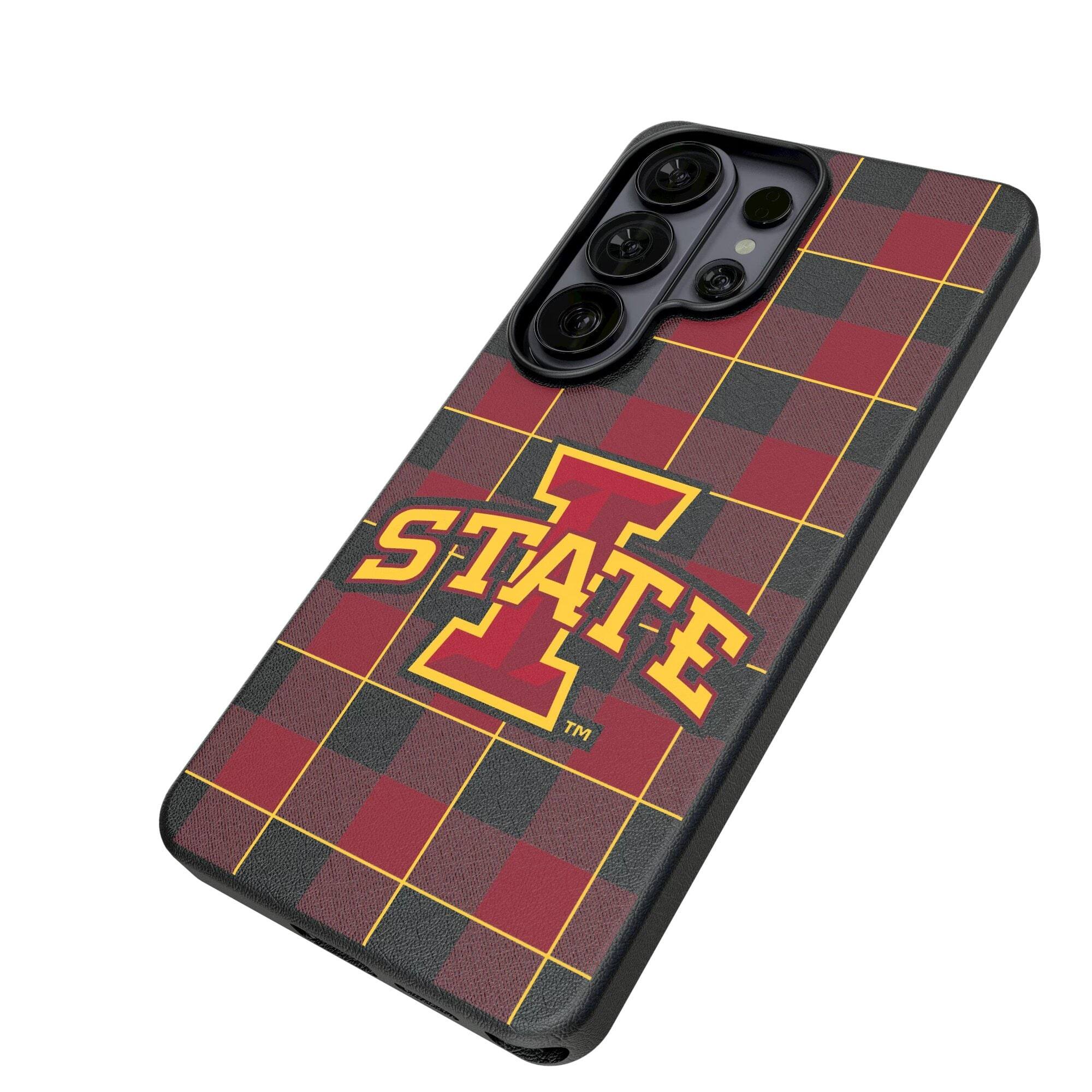 Alt View 1. Keyscaper - Iowa State Cyclones Plaid Galaxy Magnetic Bump Case - S24 - Black.
