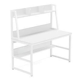 Kadyn - Study Writing Desk, Computer Desk,47" Computer Desk, Heavy Duty Writing Desk with Hutch & Bookshelf - White