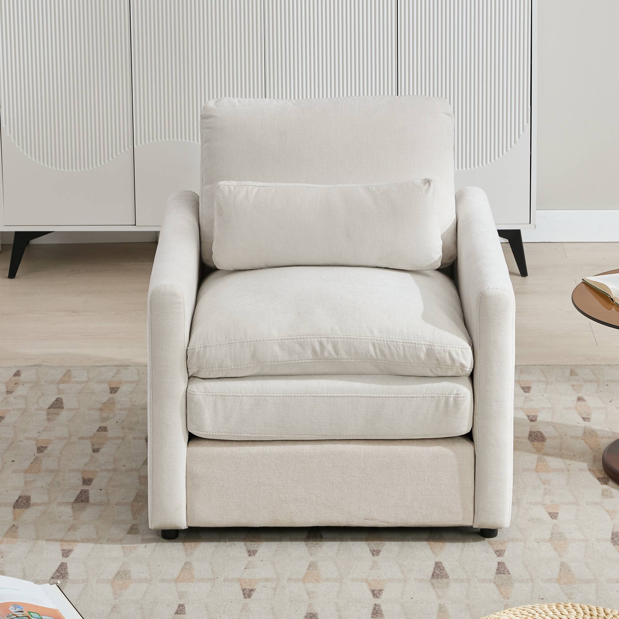 Alt View 4. GOODSILO - Oversized Comfy Cloud Sofa Armchair - Plush Double Cushion Single Sofa for Living Room - Beige.