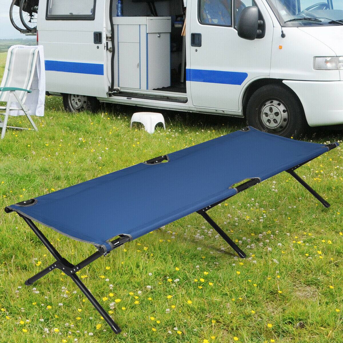 Alt View 1. Costway - Costway Folding Camping Cot & Bed Heavy-Duty for Adults Kids w/ Carrying Bag 300LBS - Blue.