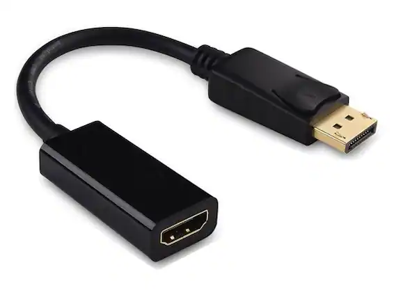 Front. Cable Leader - DisplayPort 1.2 to HDMI Passive Adapter Cable, 6.5 Inch, Latched, Gold-Plated - Black.