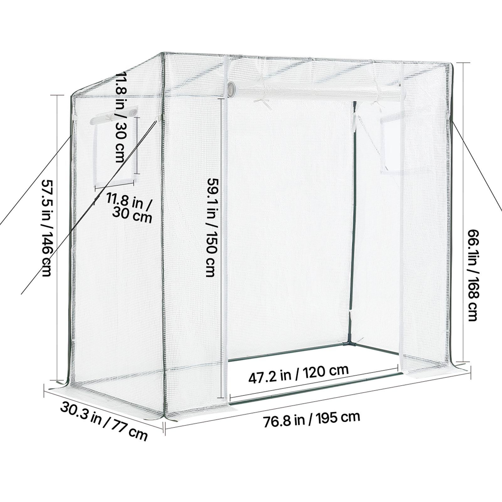 57.5 in / 146 cm  
11.8 in / 30 cm  
59.1 in / 150 cm  
66.1 in / 168 cm  
30.3 in / 77 cm  
47.2 in / 120 cm  
76.8 in / 195 cm