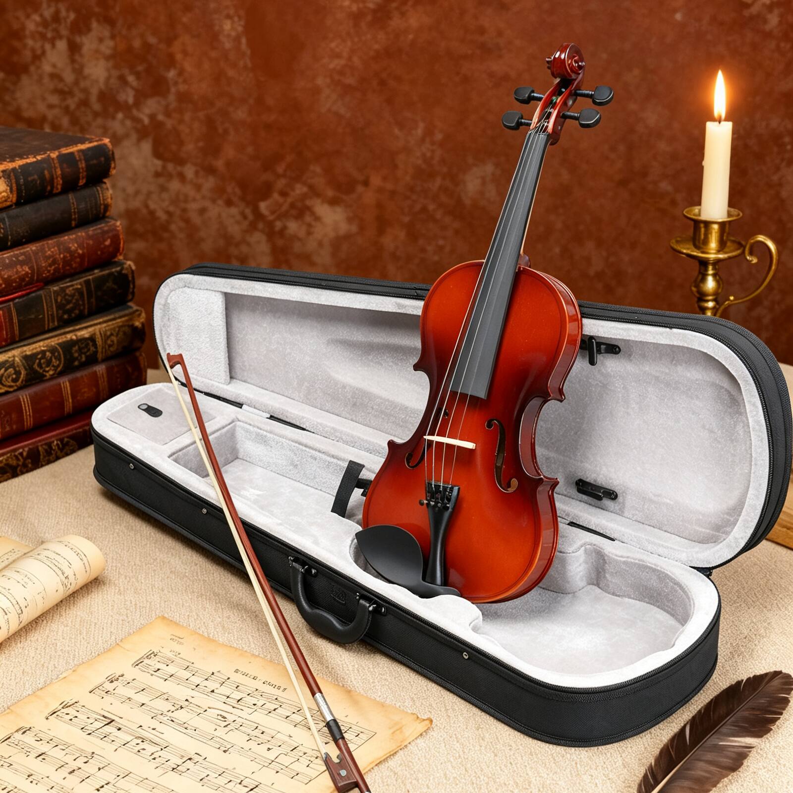 Alt View 1. Winado - Violin for Beginners, 4/4 Full Size Acoustic Fiddle Kit  Includes Hard Case, Bow, Rosin, Shoulder Rest, Extra Strings - Red.