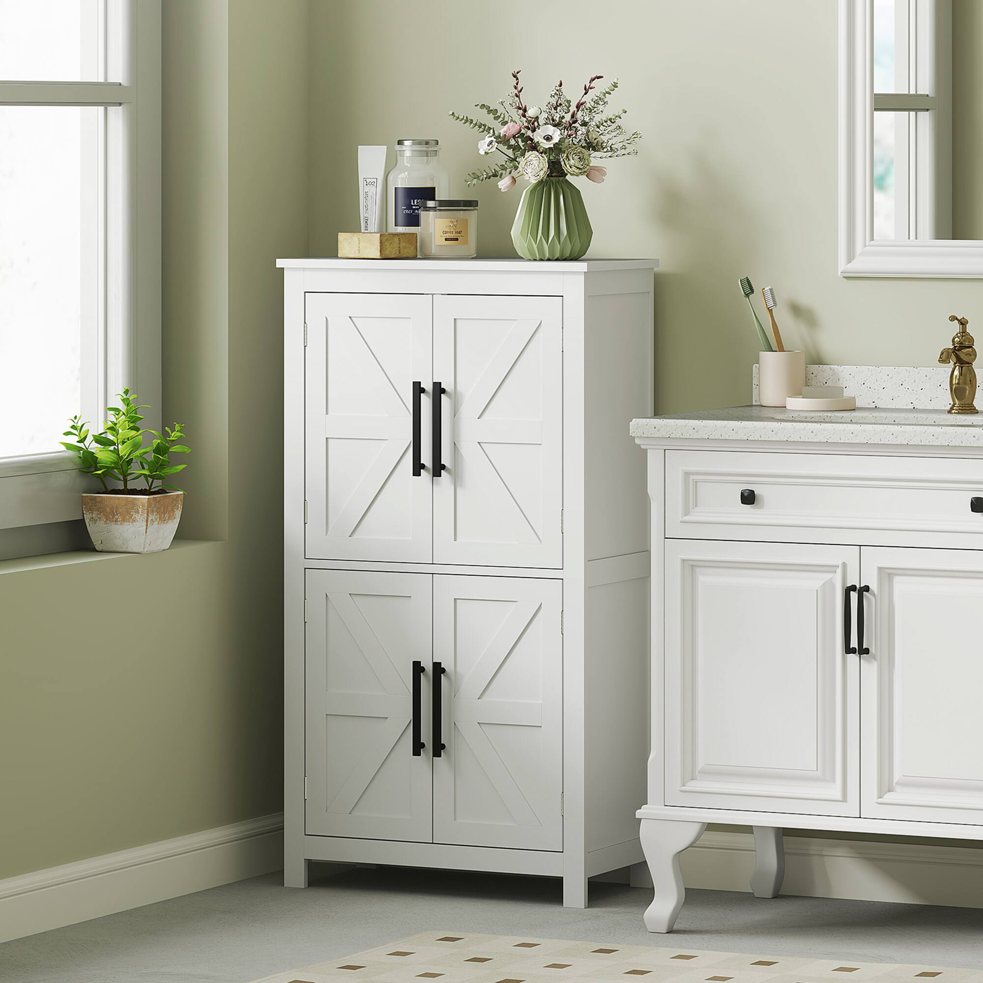Alt View 1. Homcom - Floor Storage Cabinet - White.