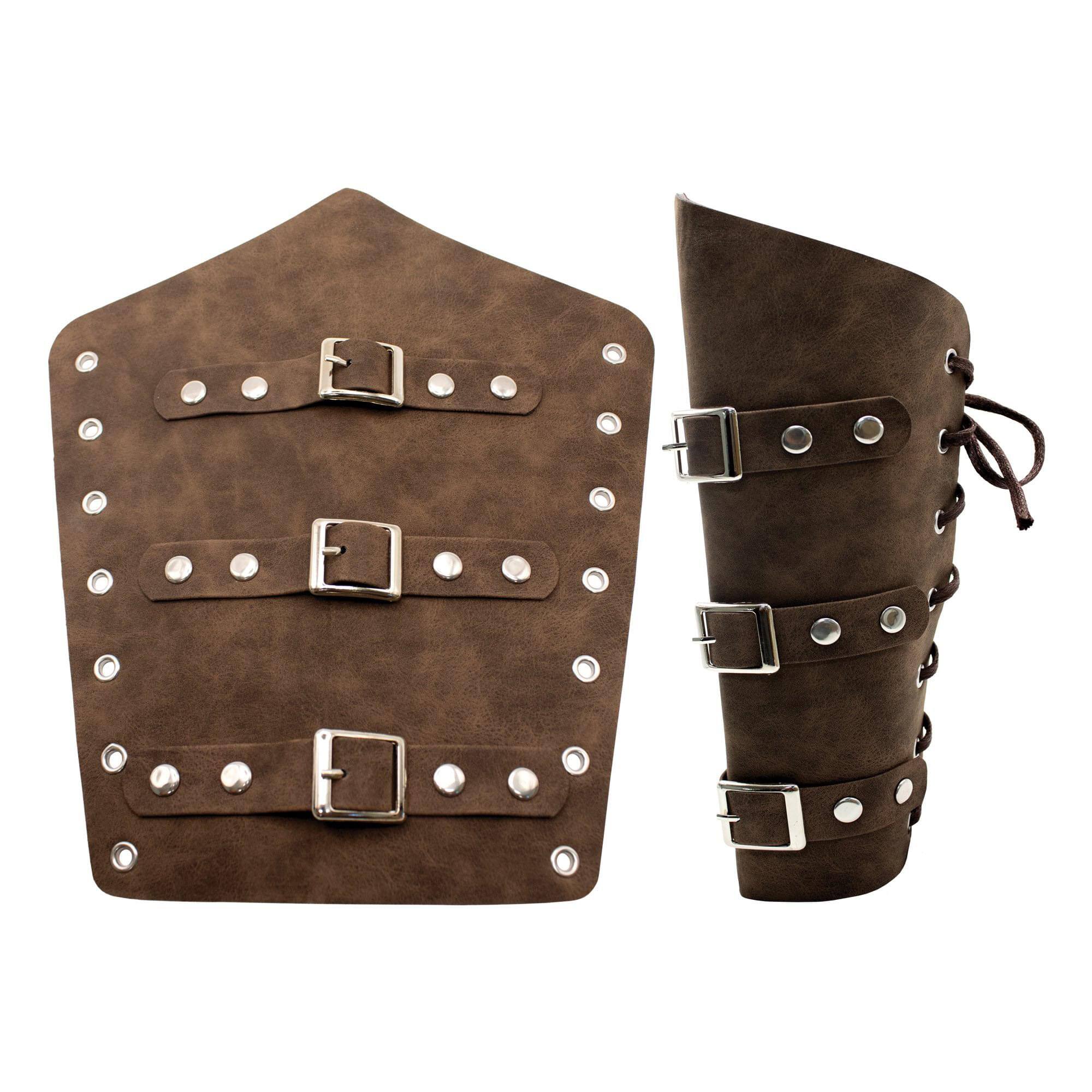 Front. Underwraps - Medieval Faux Leather Adult Costume Arm Cuffs - Black.