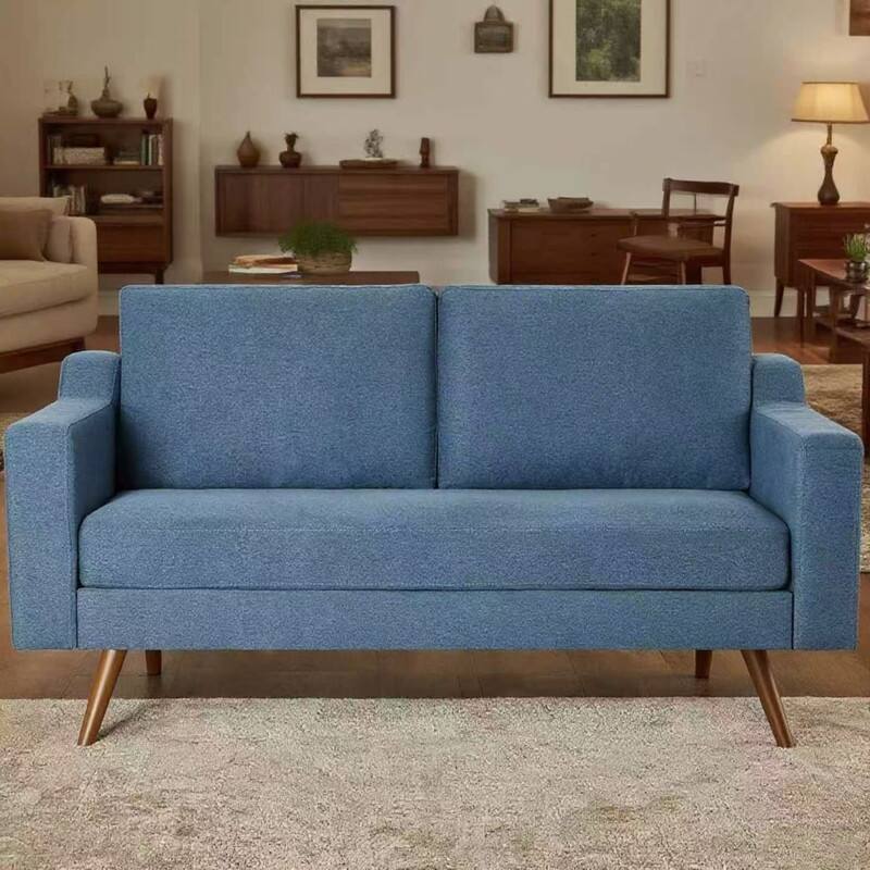 Dyonery - 65.4 "Sofa,  medieval modern small sofa, with spring pads, solid wood frame, tool-free assembly - Blue