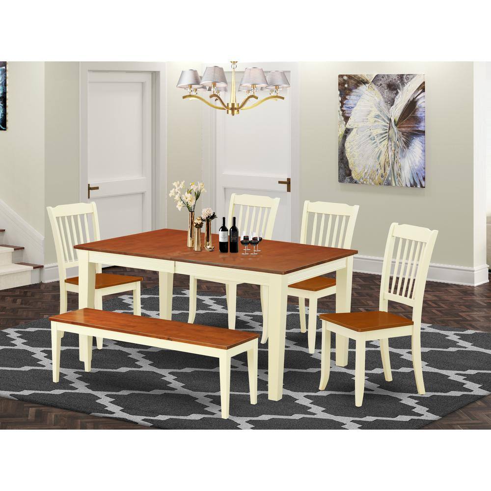 Back. East West Furniture - Dining Room Set Buttermilk & Cherry - Brown.