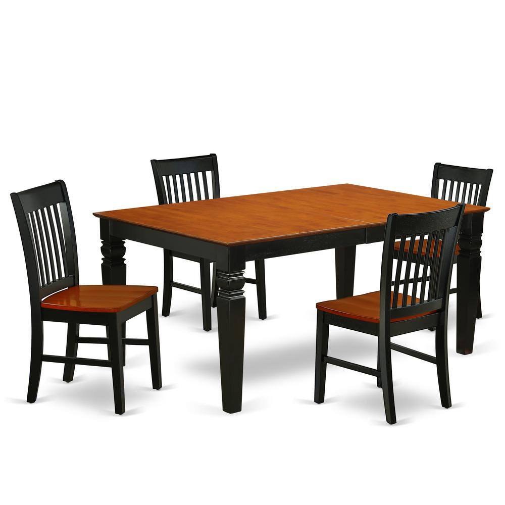 Back. East West Furniture - Dining Room Set Black & Cherry - Brown.