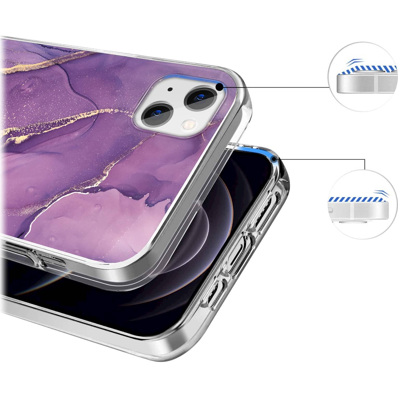 Alt View 14. SaharaCase - Marble Series Case for Apple iPhone 13 mini - Purple/Gold.