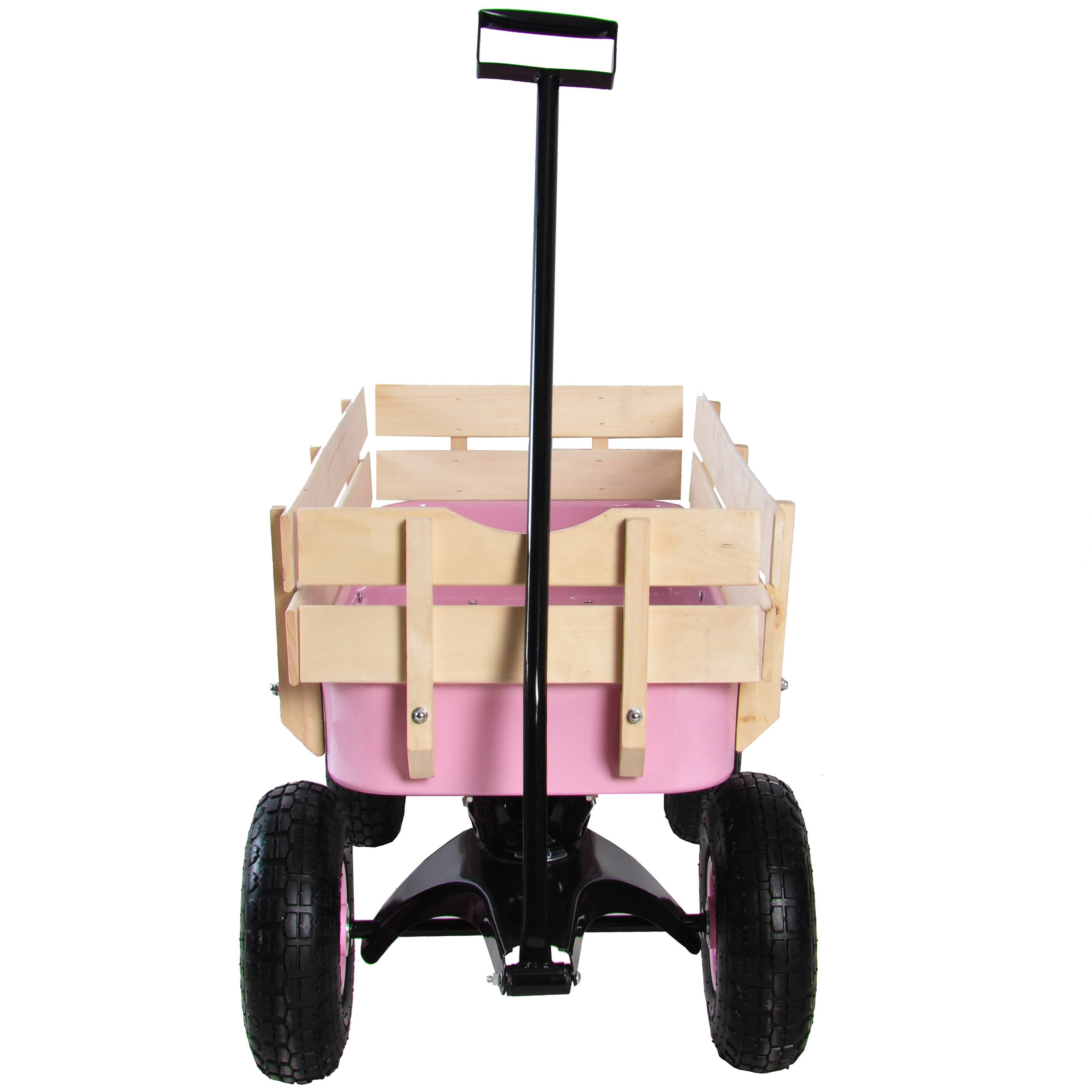 Alt View 1. APRILSOUL - Outdoor Wagon All Terrain Pulling with Wood Railing Air Tires Garden Cart - Pink.