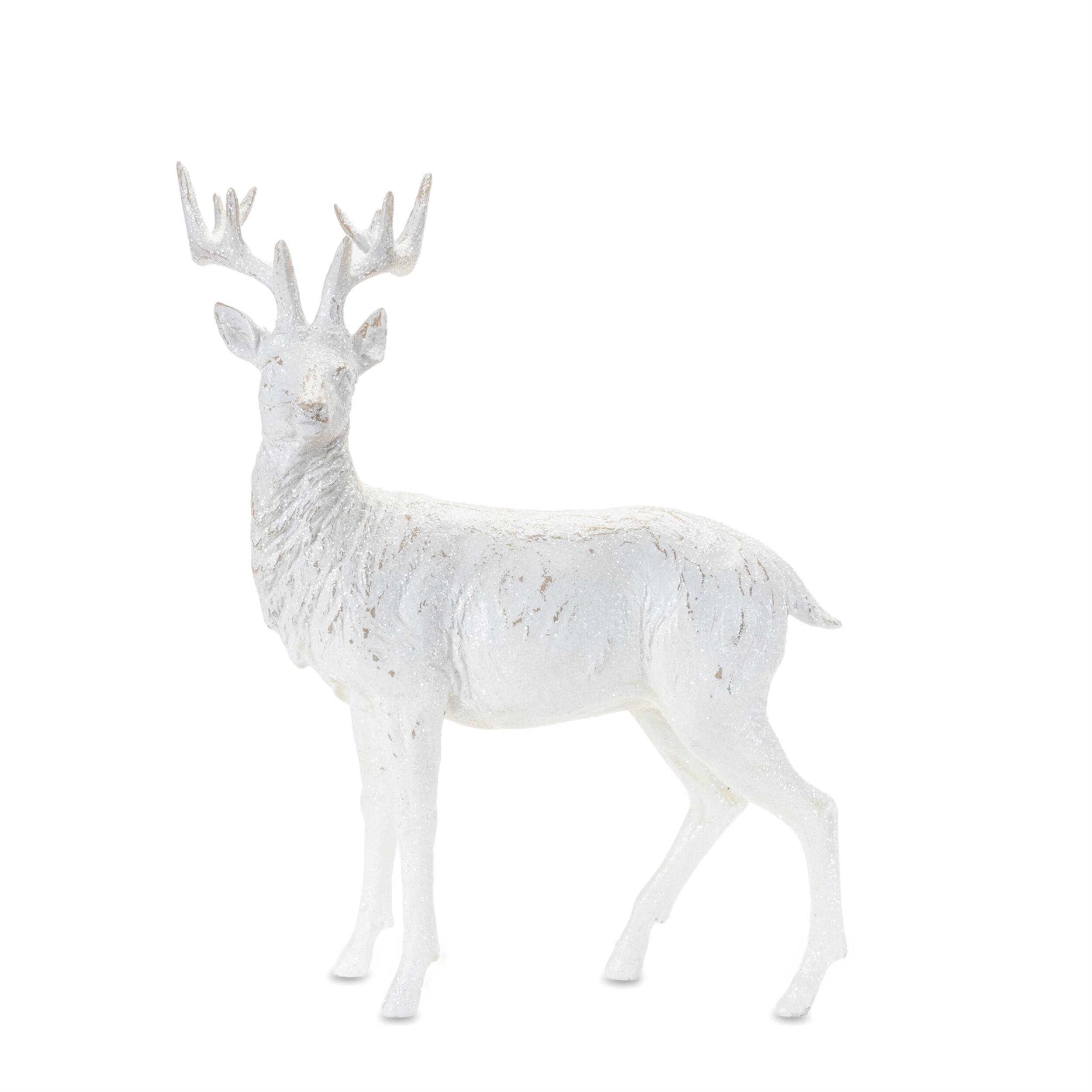 Left. BreeBe - Winter Deer Statue (Set of 2) - White.