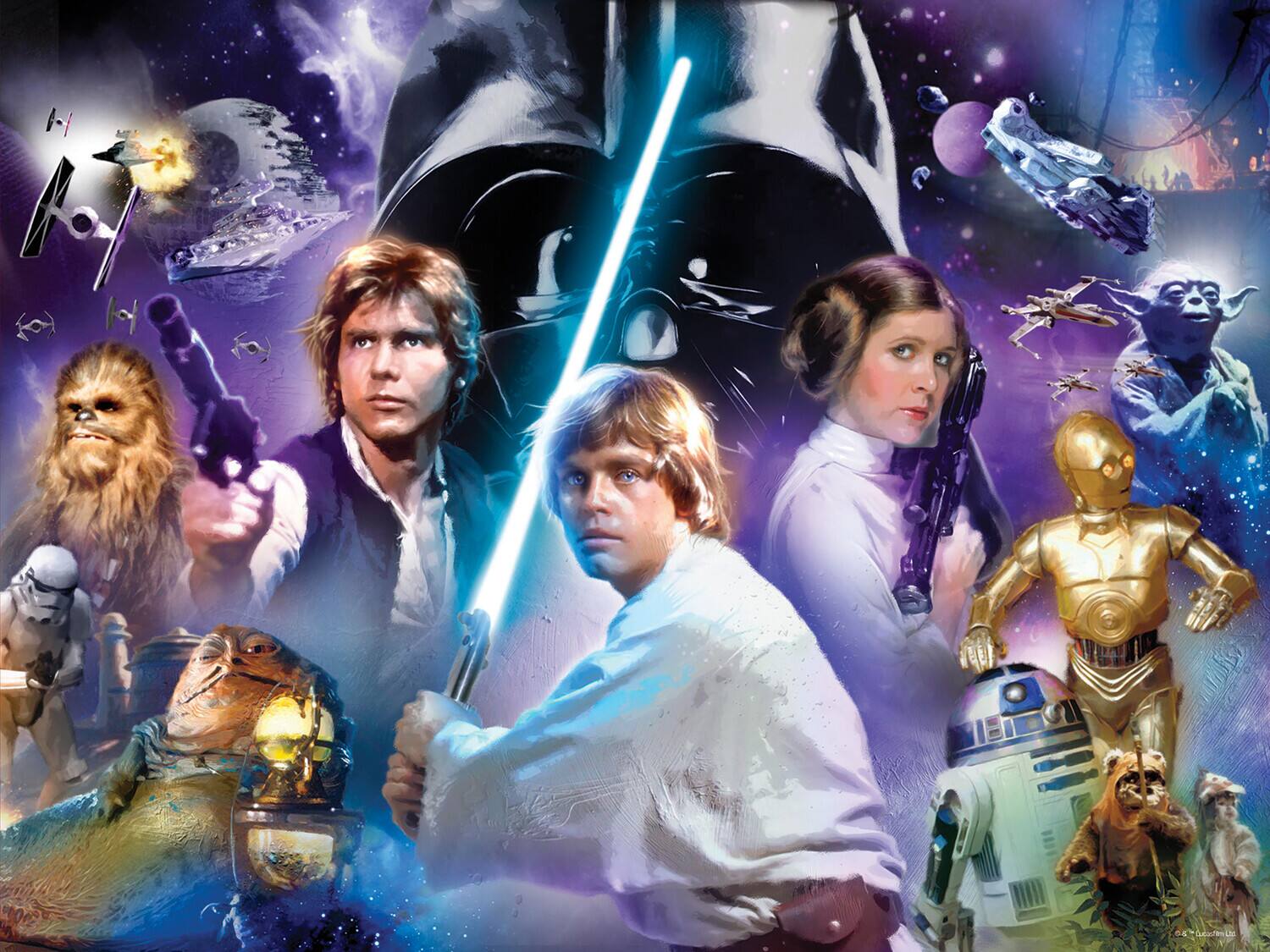 Alt View 1. PopMarket - Star Wars Original Triology Cast 500pc 24x18 in 3D Lenticular Puzzle   - COLLECTIBLES - Multicolor.