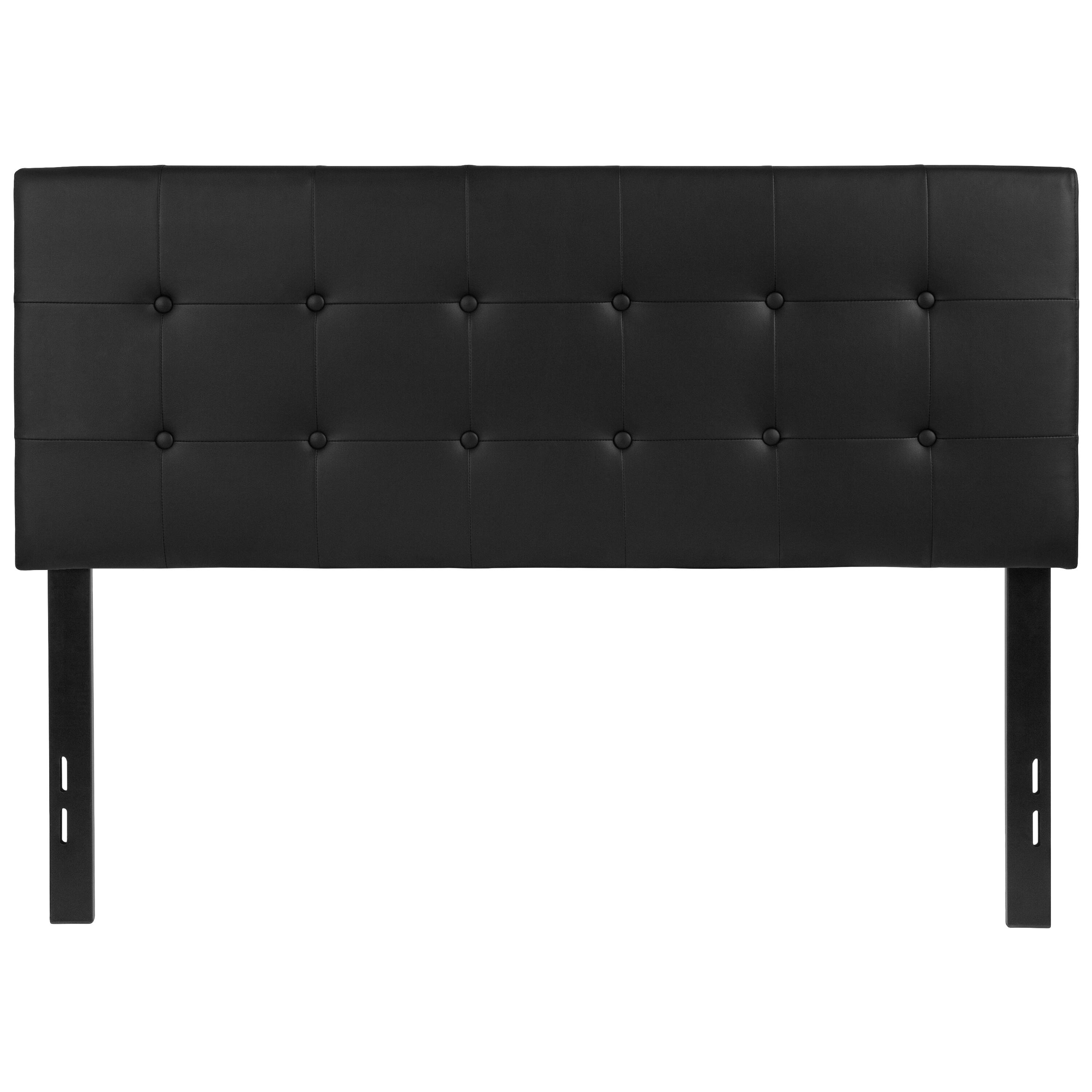 Alt View 5. Emma + Oliver - Button Tufted Adjustable Height Upholstered Headboard - Black.